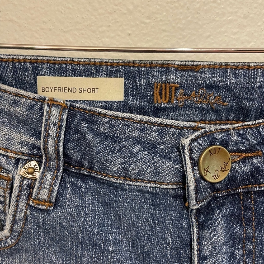 Kut from the Kloth Distressed Blue Jean Shorts - Picture 2 of 4